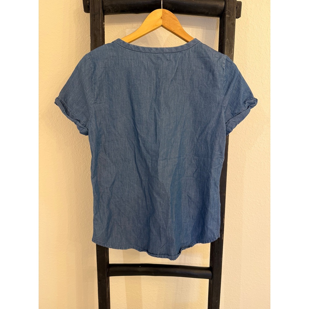 J Crew Chambray Denim Tunic Shirt Top Short Sleeve Blue Womens XS - Picture 6 of 6